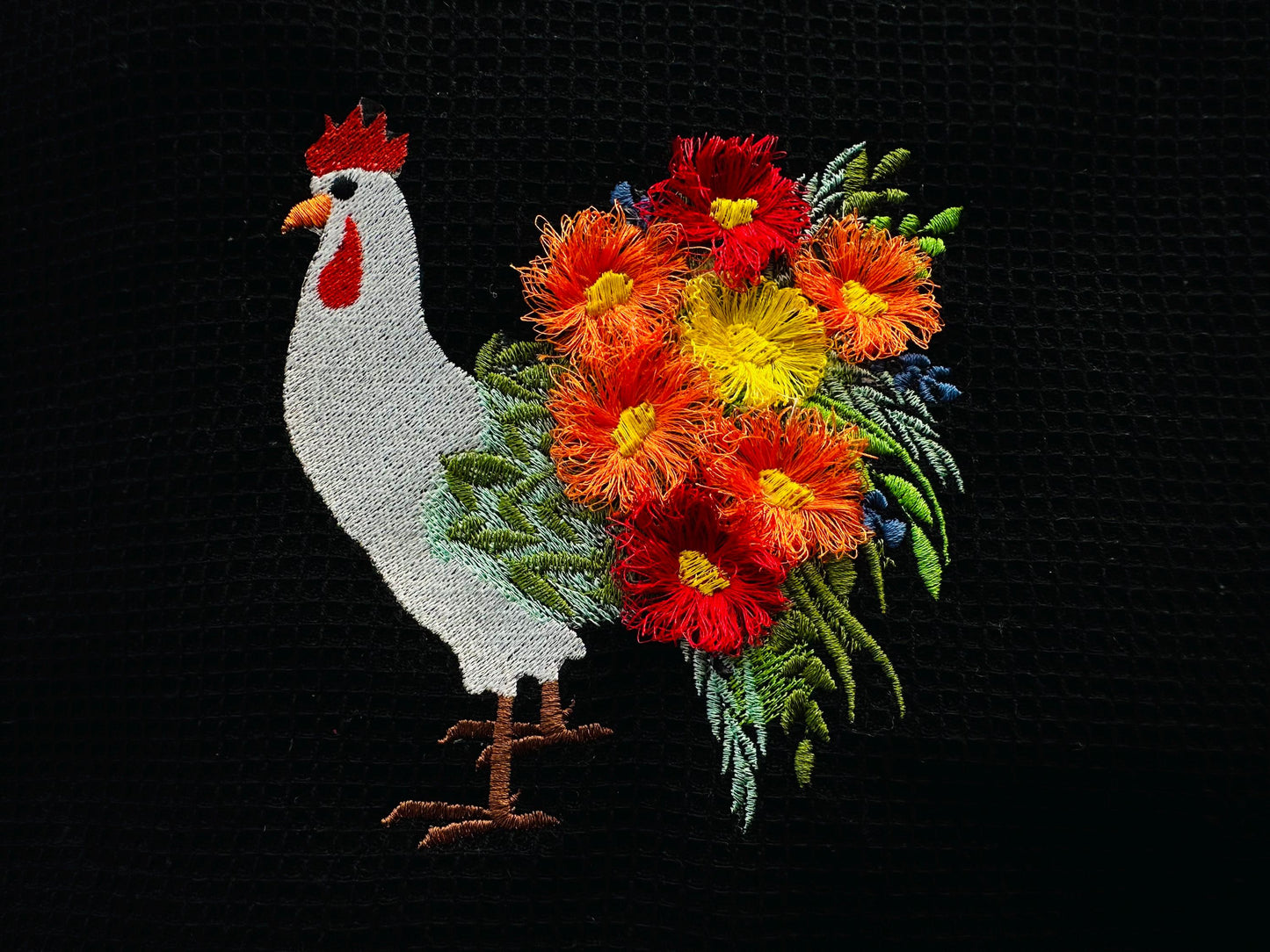 Fringed Floral Chicken Rooster