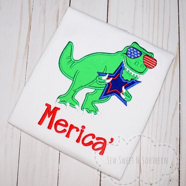 Patriotic 4th of July T-rex Applique