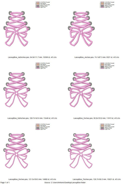 Girly Lace Up Bow Applique