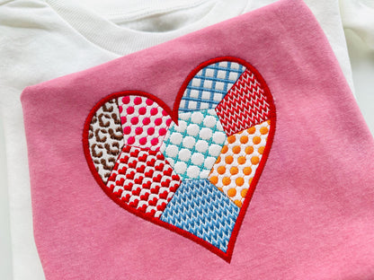Patchwork Heart Valentine patterned Heart Applique machine embroidery