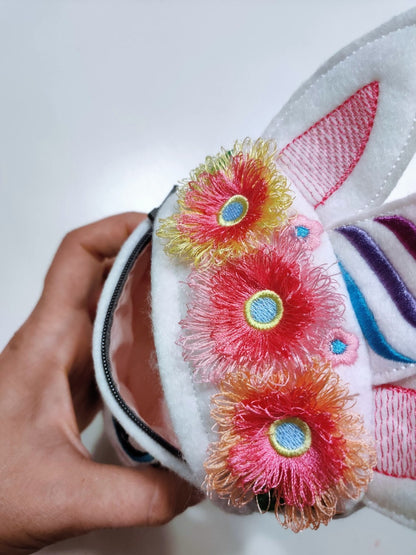 Unicorn Zipper Coin Purse, Unicorn zipper bag In the hoop, ITH Unicorn