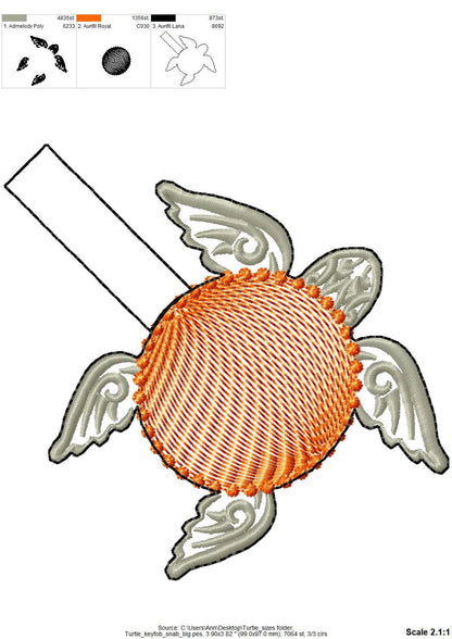 Turtle Snap Tab key fob, feltie, may use for circle monogram, mini