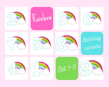 Rainbow in Cloud Birthday Numbers Set