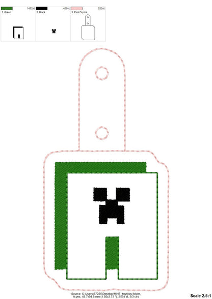 Miner Bricks Pixel Monogram Keychain