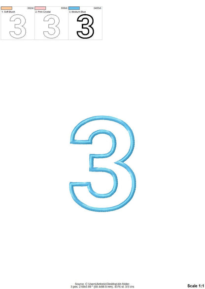 Nice Wide Satin Stitch Number Applique