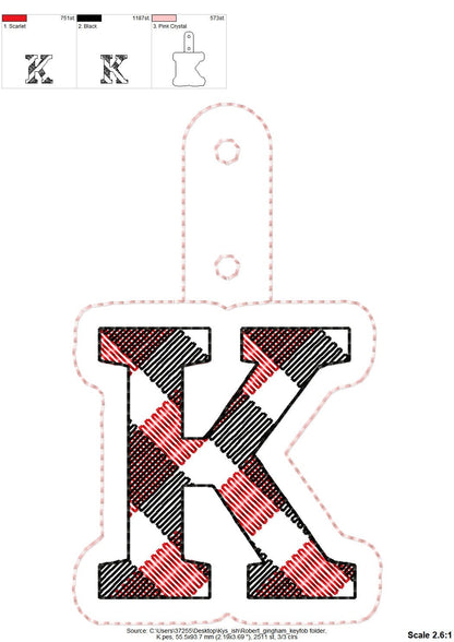 Gingham Plaid Monogram Keychain