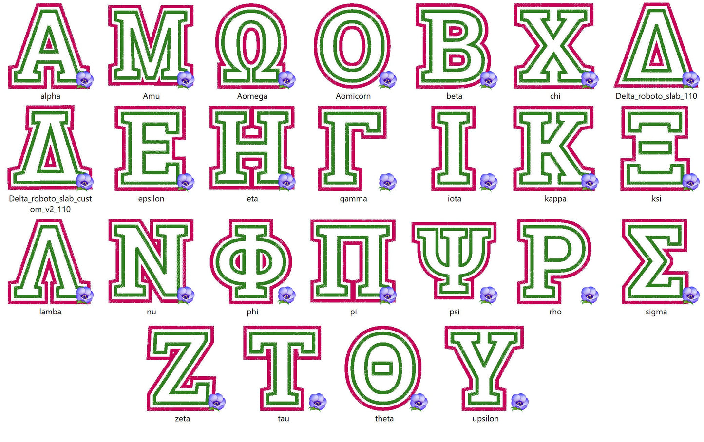 2-Layer Applique Sororities Greek Font