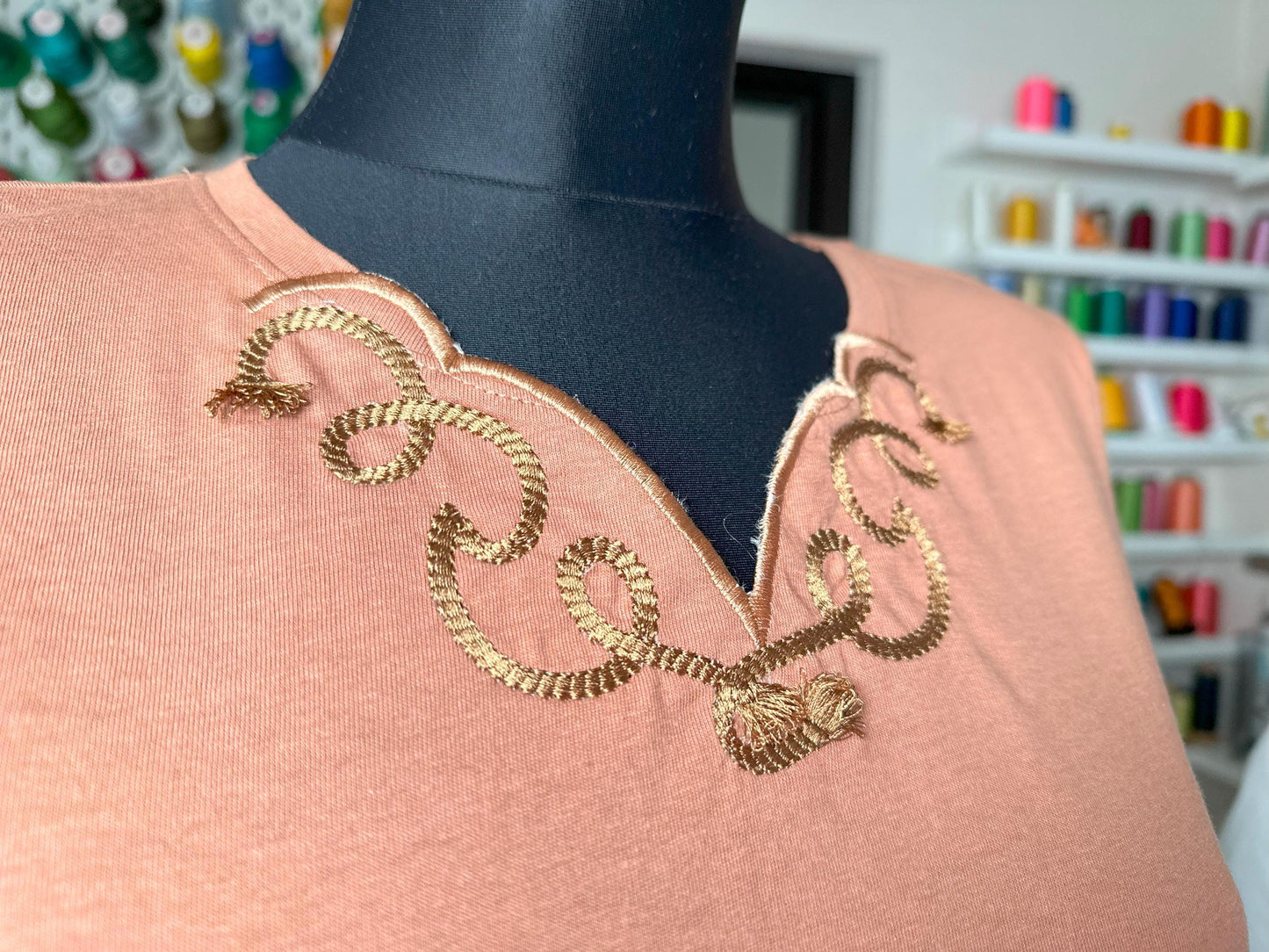 Rope Stitch Neckline Cutout