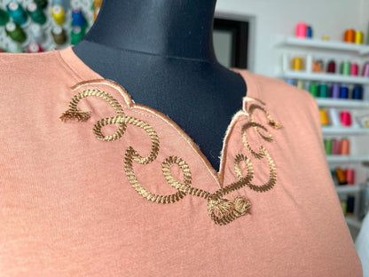 Rope Stitch Neckline Cutout