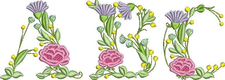 Block Floral Font Uppercase Letters