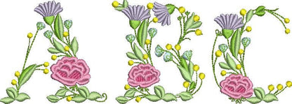 Block Floral Font Uppercase Letters