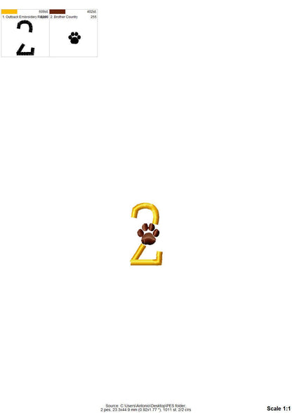 Satin Stitch Block Paw Print Font