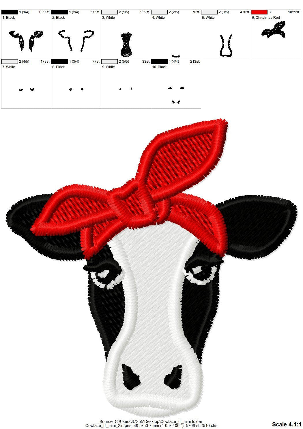 Mini Cow Face with Bandanna