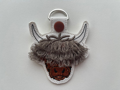 Fringed Highland Cow Keychain