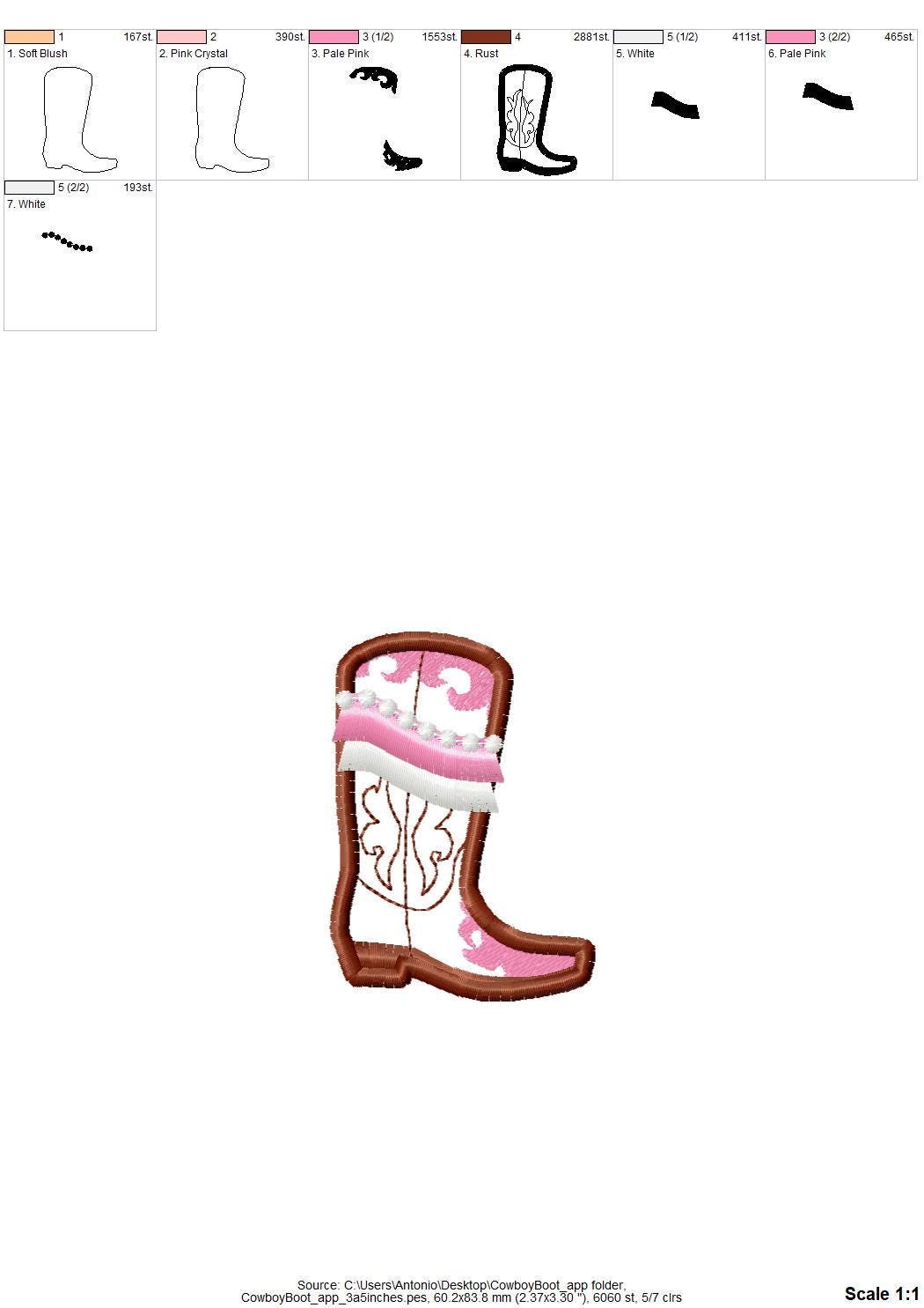 Pretty Cowgirl Cowboy Boots And Hat Applique