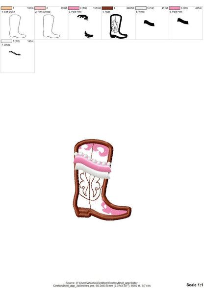 Pretty Cowgirl Cowboy Boots And Hat Applique