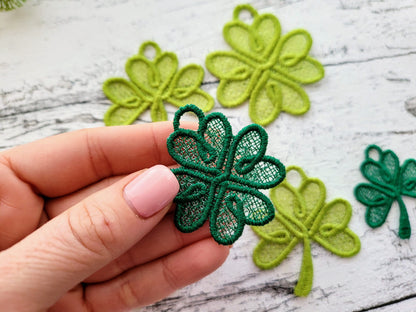 Shamrock Four Leaf Clover Charm Earrings FSL