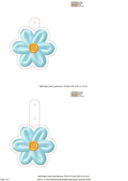 Fringed Daisy Flower Keychain