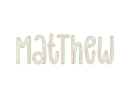 Thin Outline Bean Stitch Font