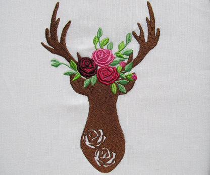 Embossed Floral Deer Silhouette