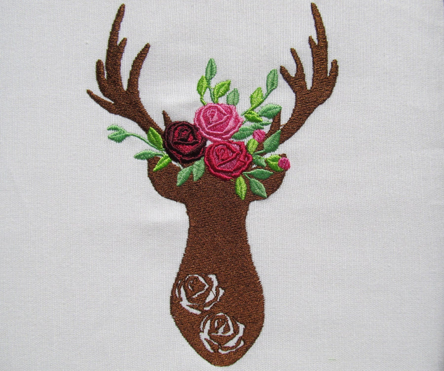 Embossed Floral Deer Silhouette