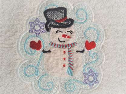 Snowman Embossed Terry Towel