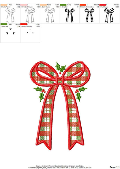 Gingham Plaid Christmas Bow