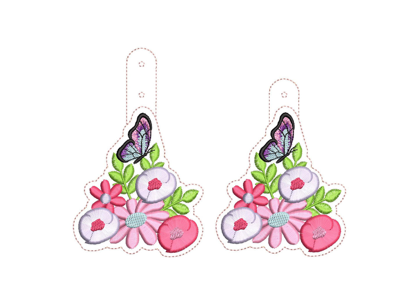 Fringed Flower Floral Butterfly Keychain