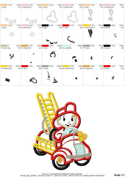 Fireman Boy Applique