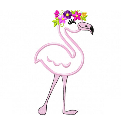 Flamingo with Floral Crown