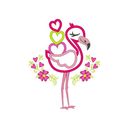 Floral Flamingo with Heart