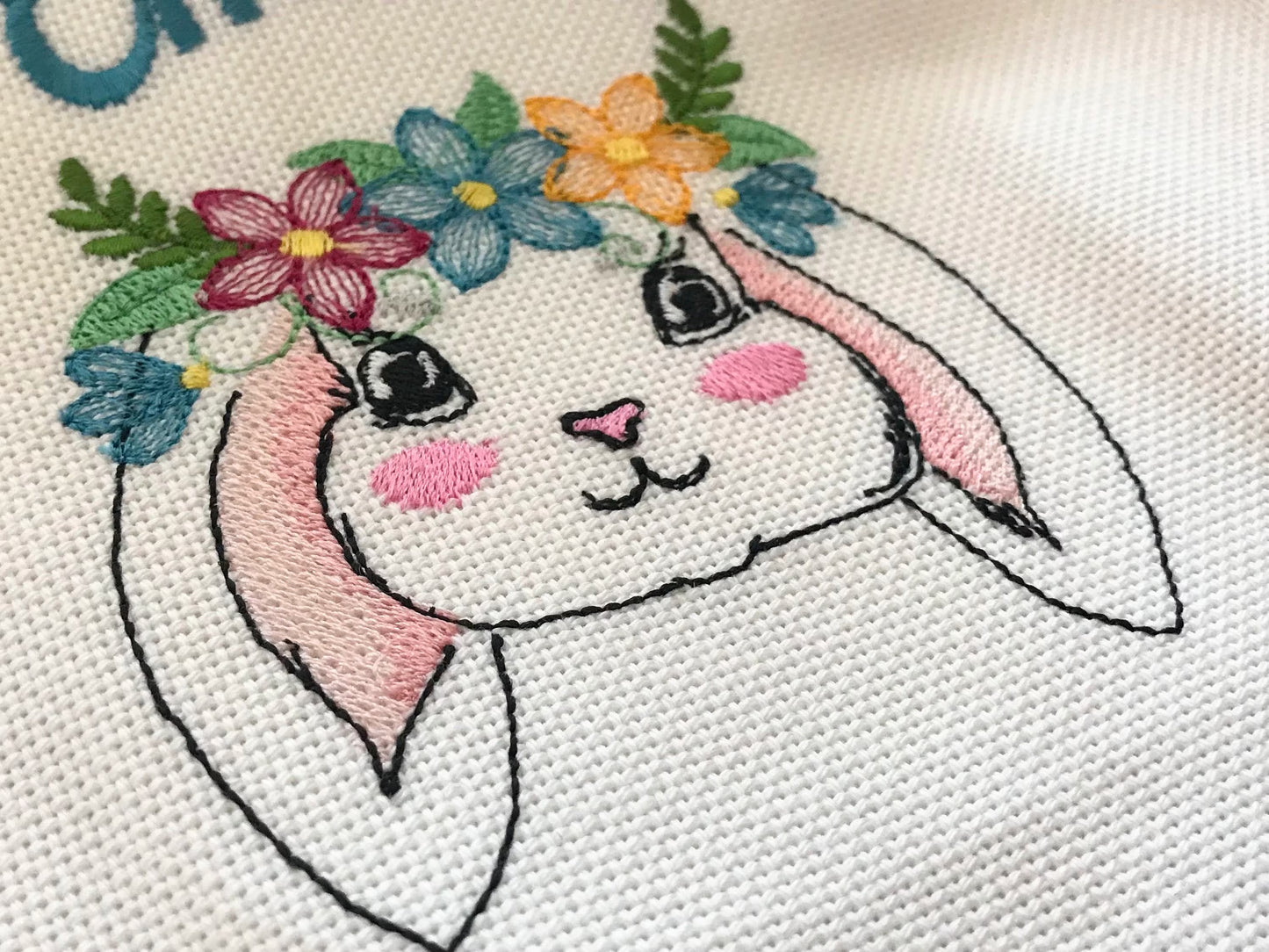 Light Stitch Bunny with Flowers