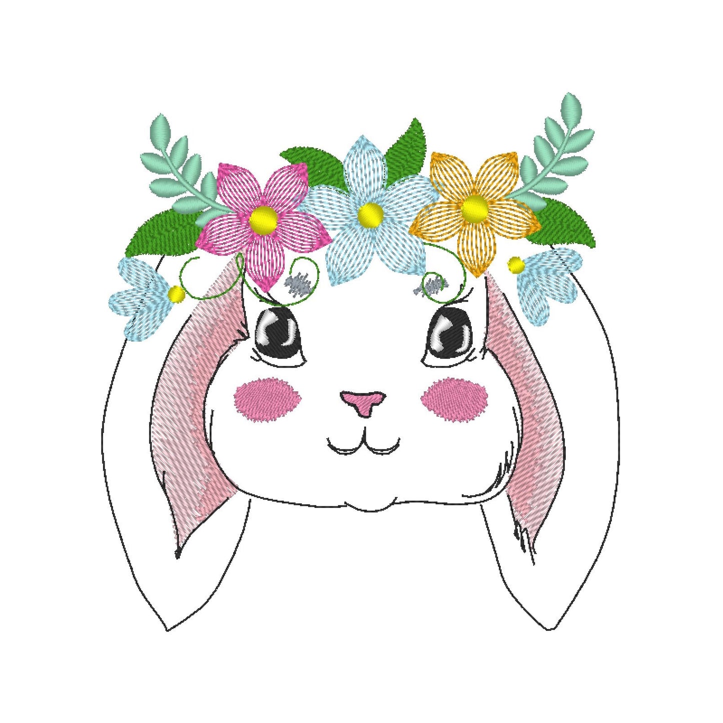 Light Stitch Bunny with Flowers