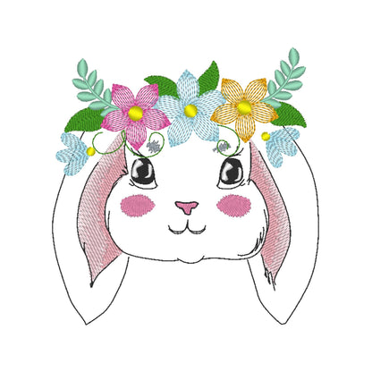 Light Stitch Bunny with Flowers