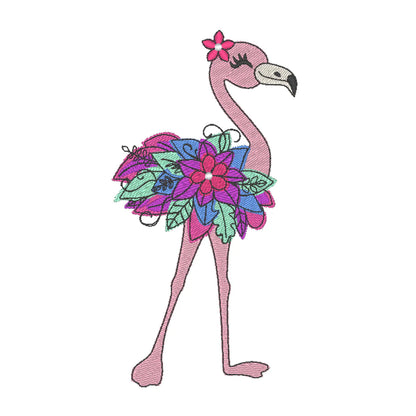 Watercolor Effect Floral Flamingo