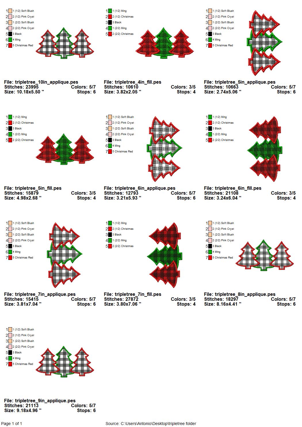 Gingham Plaid Woodland Tree Trio