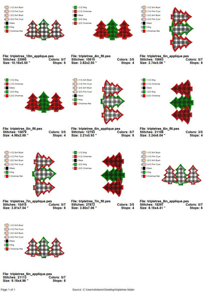 Gingham Plaid Woodland Tree Trio