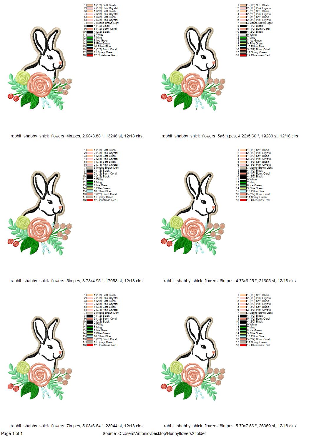 Floral Bunny Applique