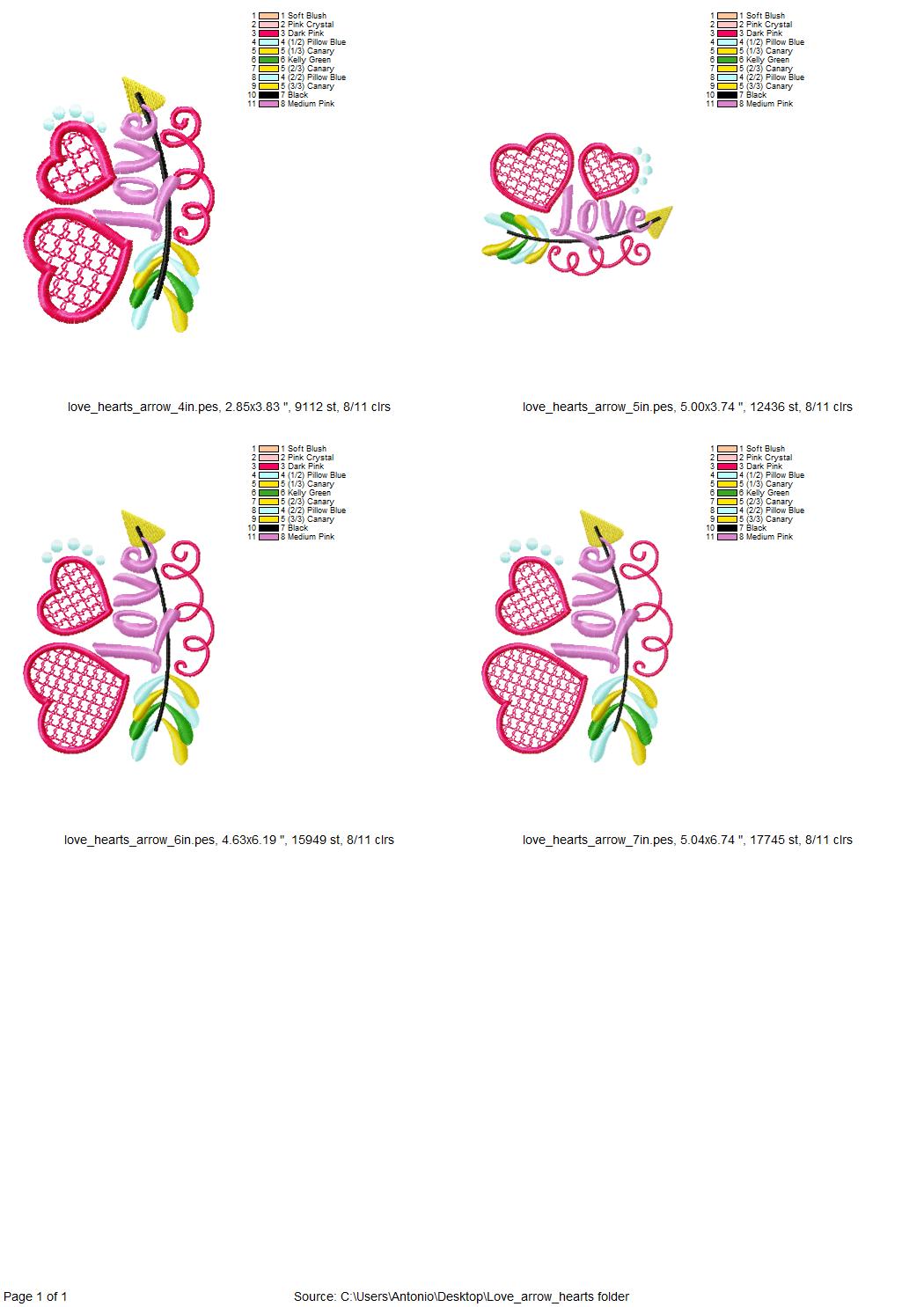 Arrow with Hearts and Saying Love