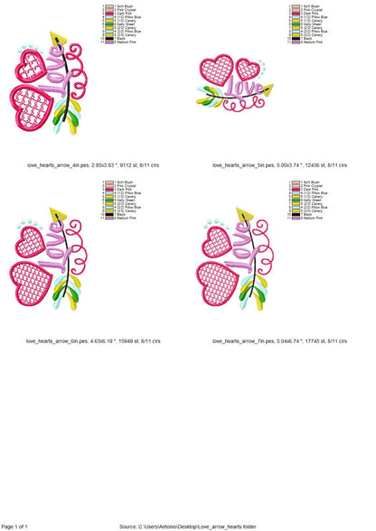 Arrow with Hearts and Saying Love