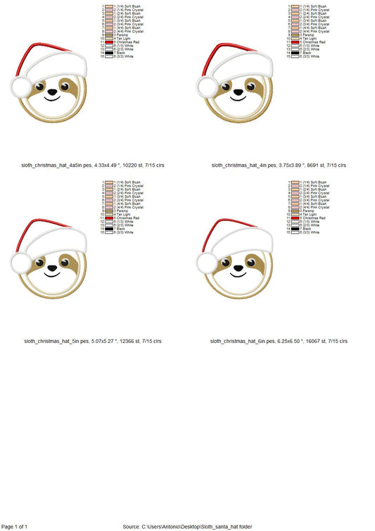 Christmas Sloth with Santa Hat