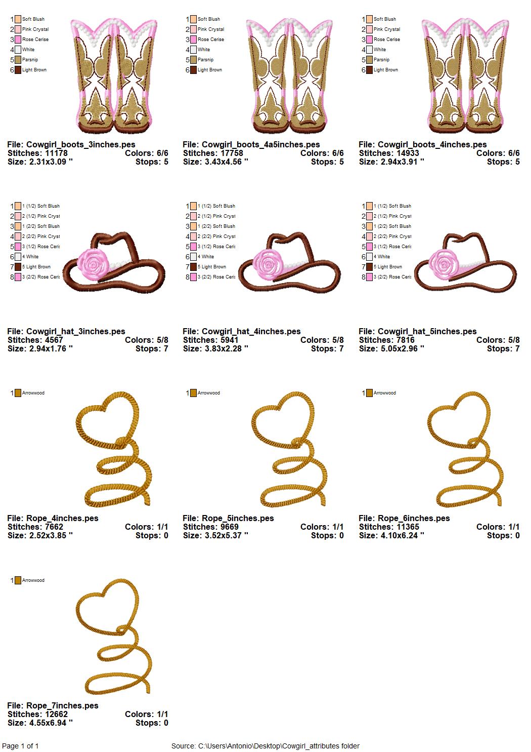 Cowgirl attributes Set of 3