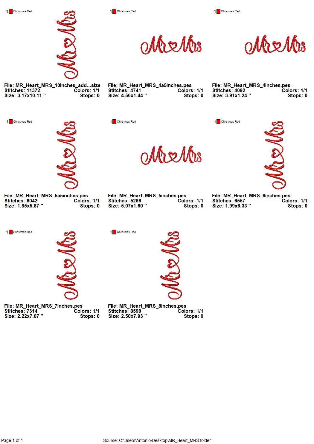 Mr and Mrs with Heart – Sizes 4" 5" 6" 7" 8" 10" BX Digital Font File | Artapli