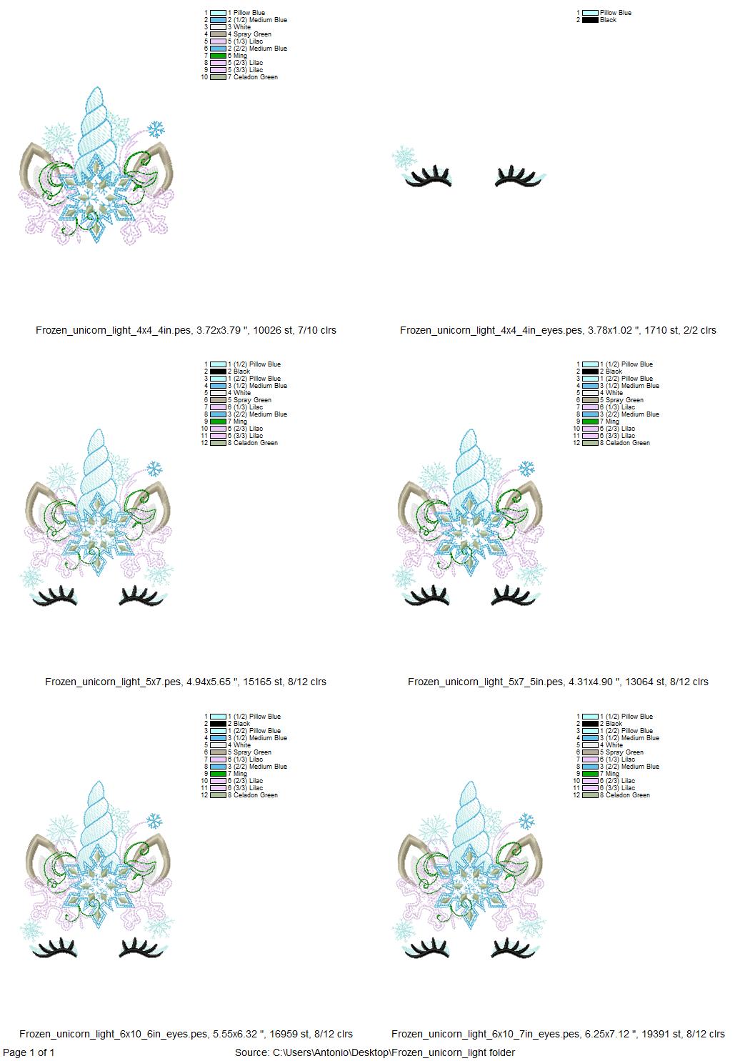 Light Stitch Frozen Snowflake Christmas Unicorn