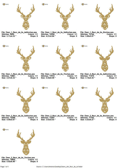 Fleur de Lis Deer Outline