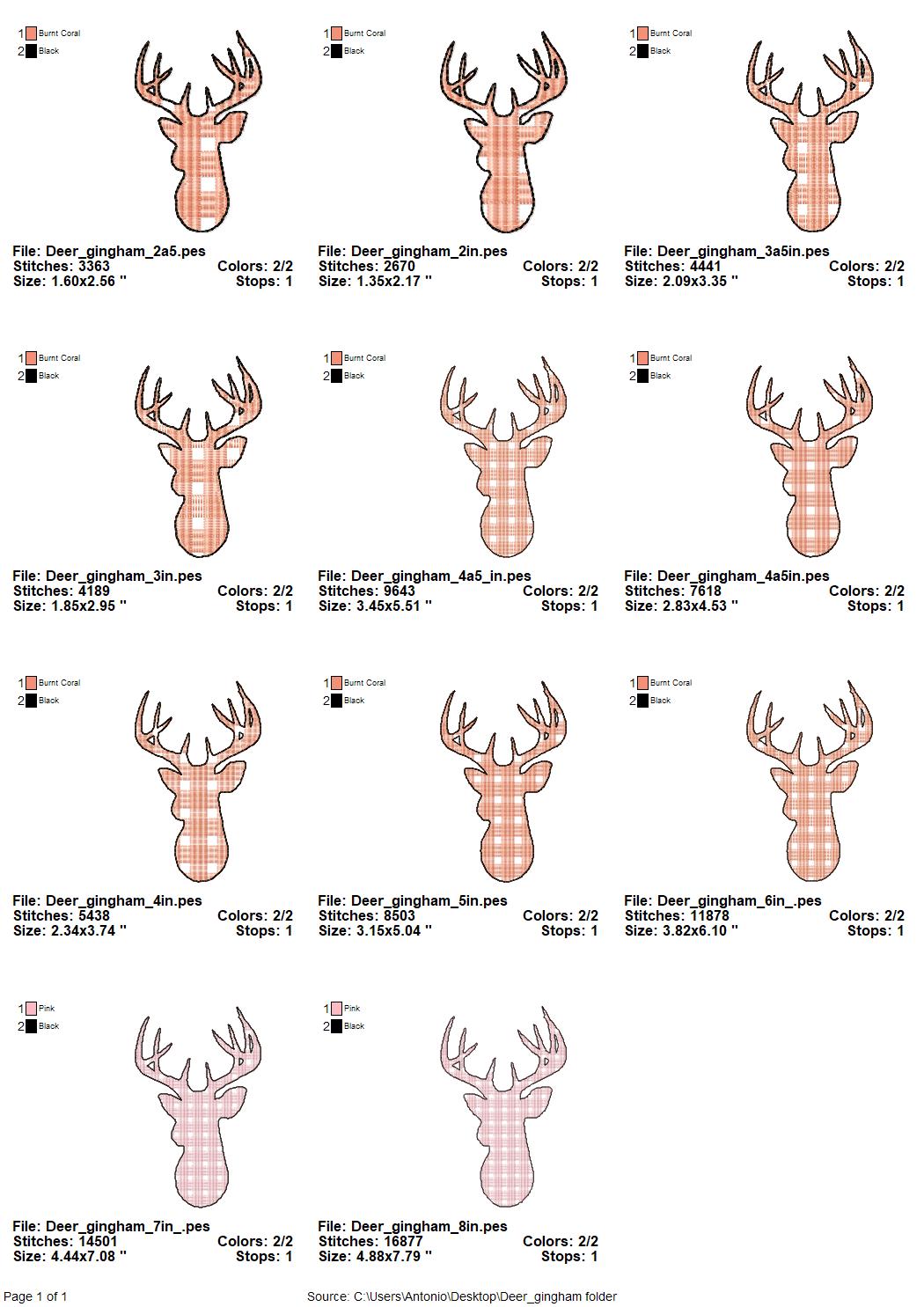 Gingham Plaid Deer Outline