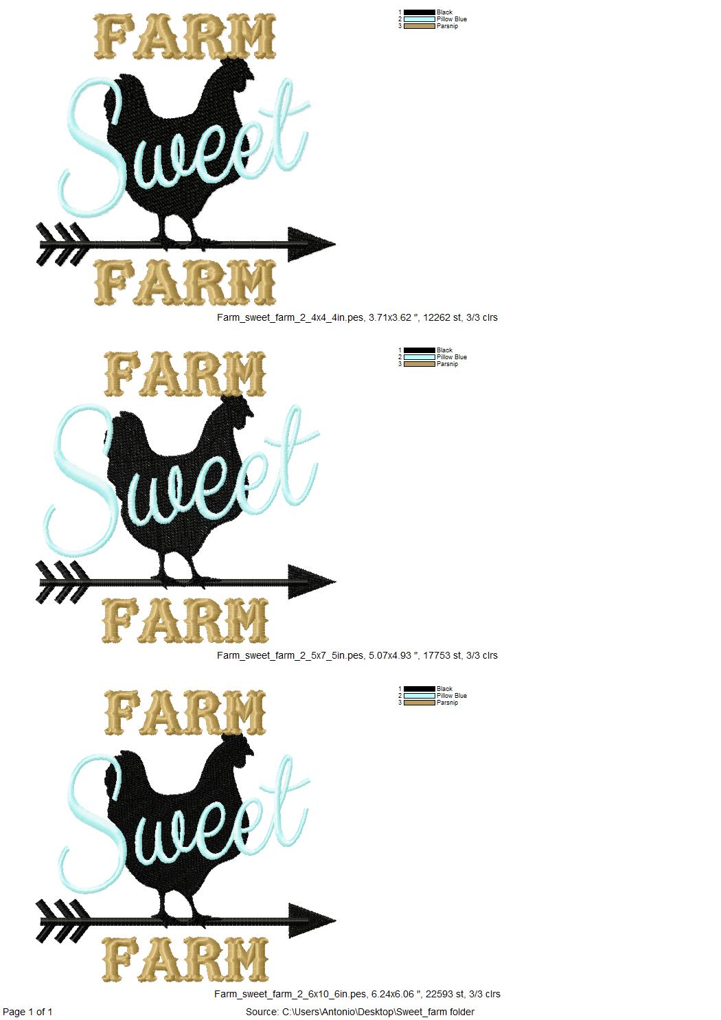 Farm Sweet Farm Saying and Chicken