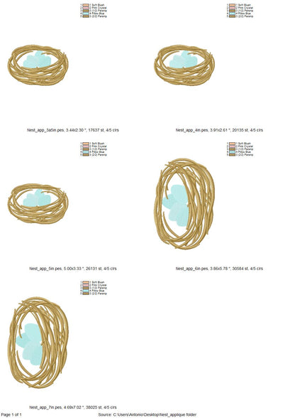 Bird Nest with Eggs Applique