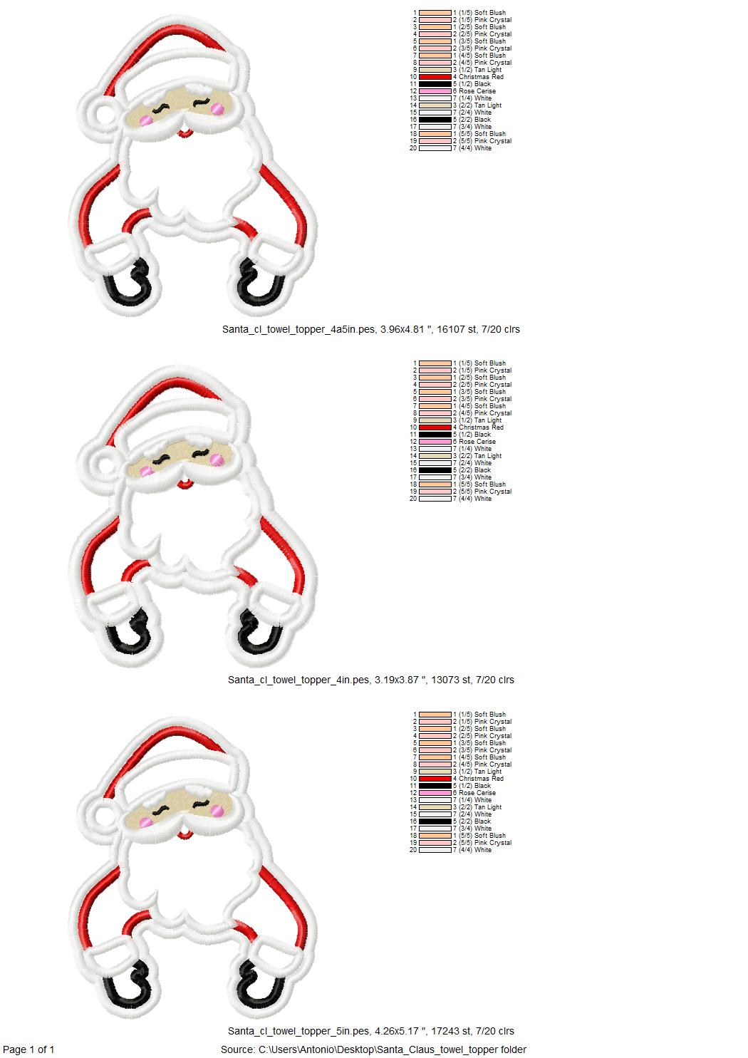 Christmas Santa Towel Hanging Hole