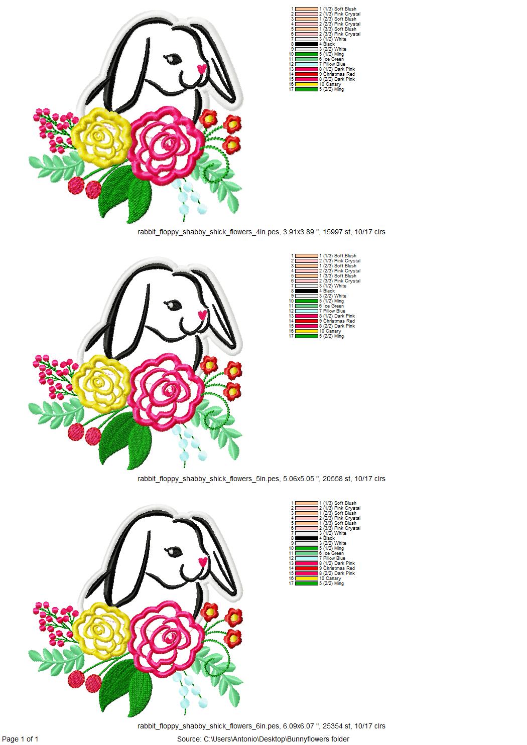 Floral Bunny Applique